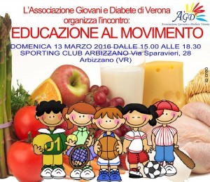 L'incontro "Educazione al movimento", organizzato dall'associazione Giovani e Diabete di Verona, si è tenuto ad Arbizzano (VR), 13 marzo 2016